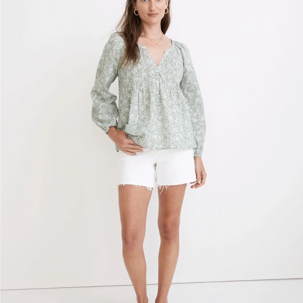 🔆 Madewell Pintuck Peasant Top in Piazza Floral